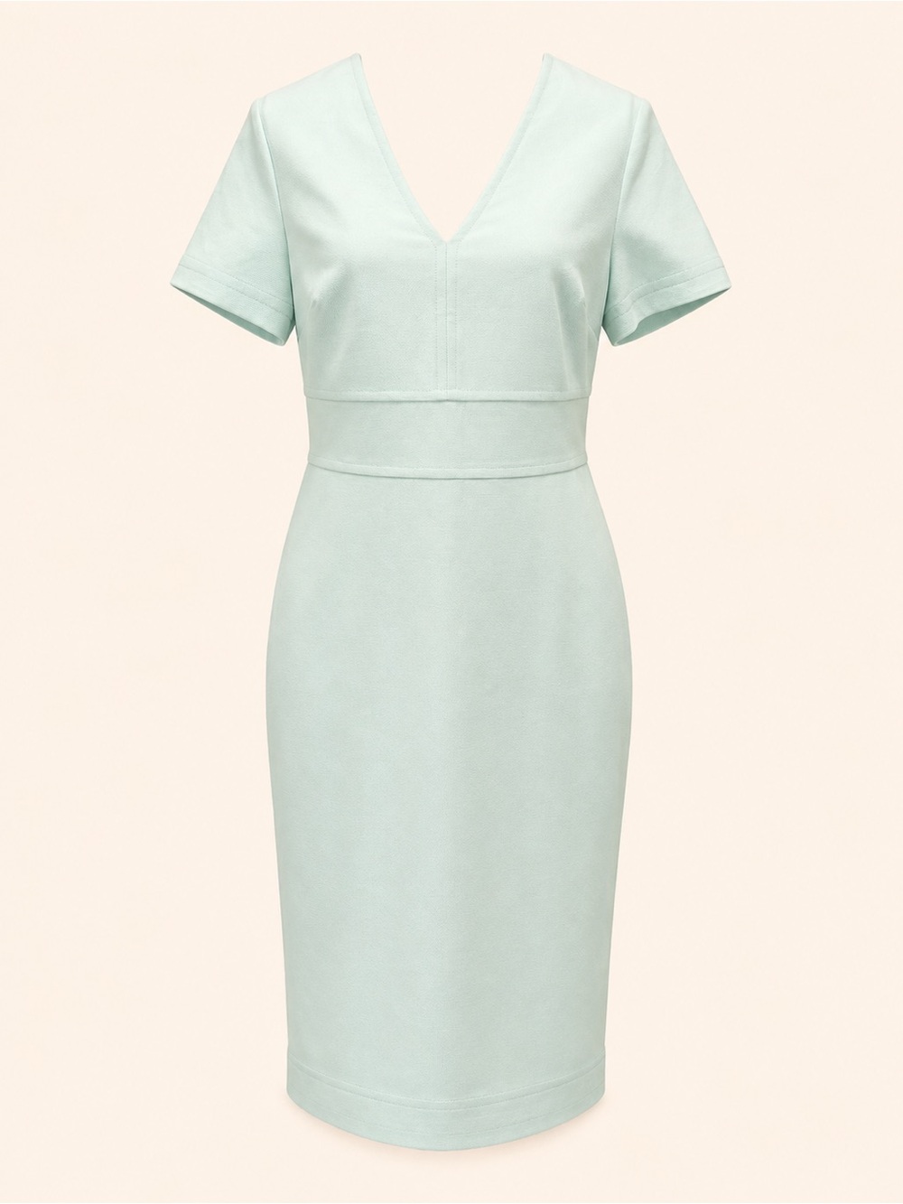 Shoshanna Pale Mint V-Neck Short Sleeve Sheath Dress